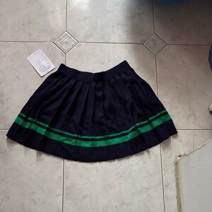 Chic Navy and Green Pleated Mini Skirt